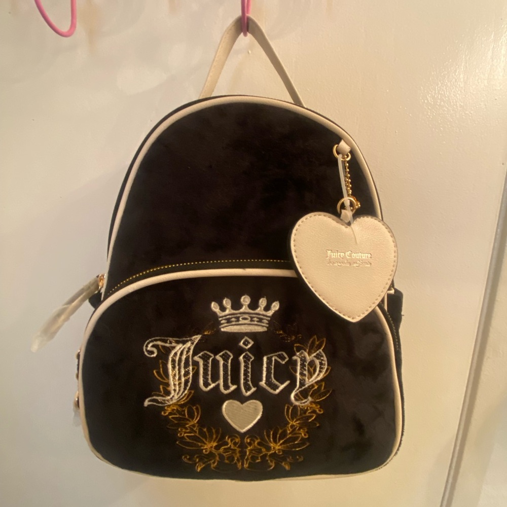 black and white juicy couture backpack